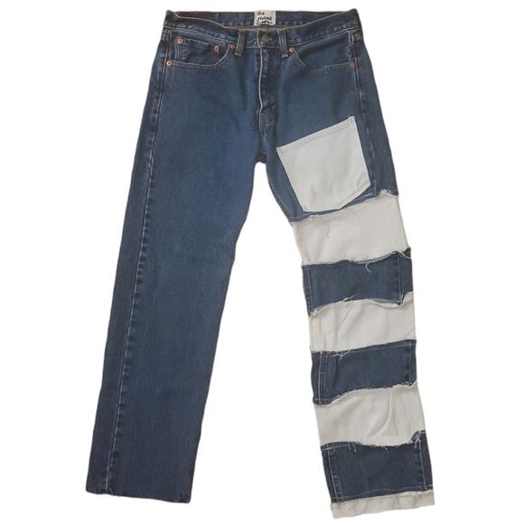 Levi's Distressed Hand Painted Cut Out 505 Jeans - 32 x 29 - Picture 2 of 11